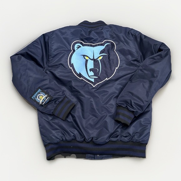 Memphis Grizzlies Jacket Mens Medium x Ultra Game Satin Bomber Retro Embroidered - Picture 2 of 8